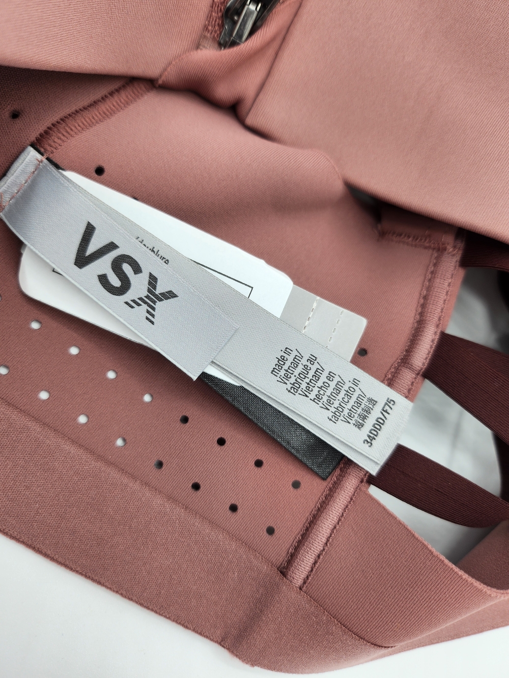 VSX Featherweight Max Front Zip Sport Bra in Vintage Rose NWT Size: 34DDD - Picture 5 of 10